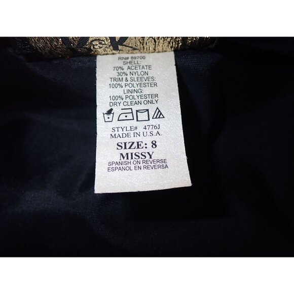 Vintage R & K Evening Sz 8 Black Velvet Sheer Long Sleeve Jacket Elegant 90's - Picture 14 of 14